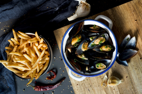 Belgian Moules Frites - Belgium Fact: This is one of the most popular Belgian dishes