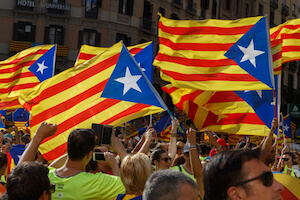 Catalonia flags - image by Riderfoot/shutterstock.com