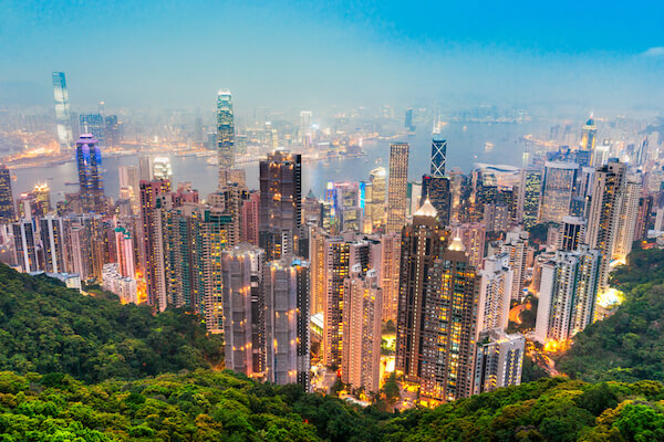 China Hongkong view from Victoria Peak - by shutterstock