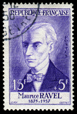Maurice Ravel portrait on stamp - image by wantanddo/shutterstock.com