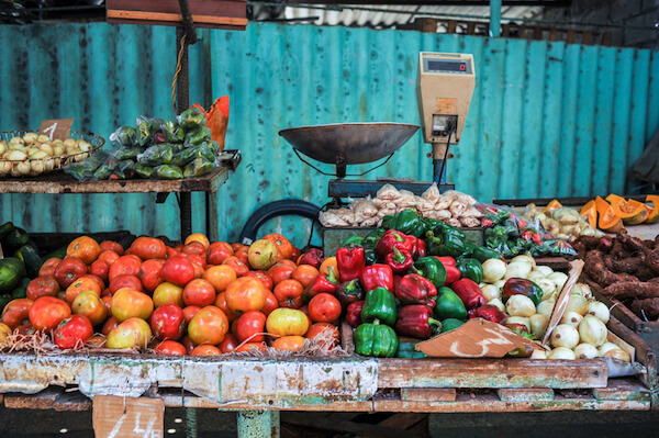 Fresh vegetables at market stall in Havana Cuba