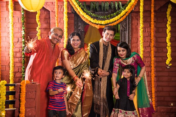 Diwali celebrations of Indian Family